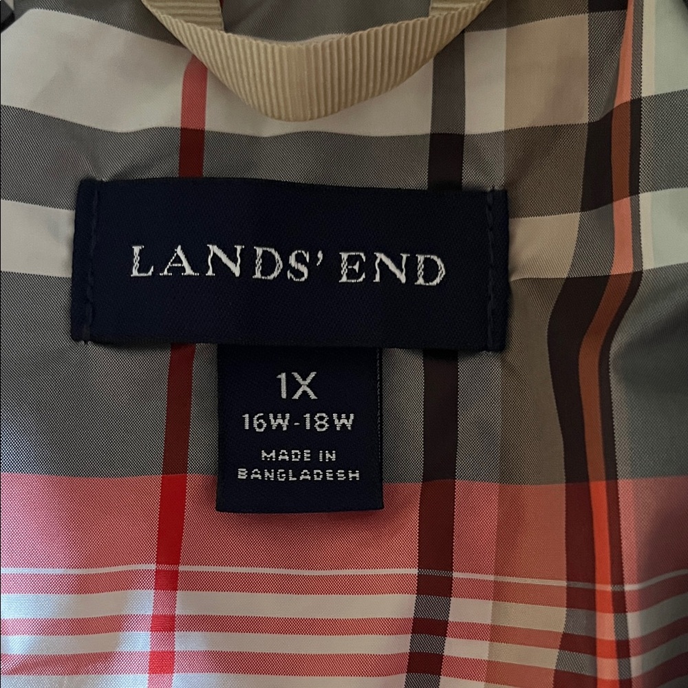 Lands' End Beige Trench Coat - 1x - Picture 2 of 5